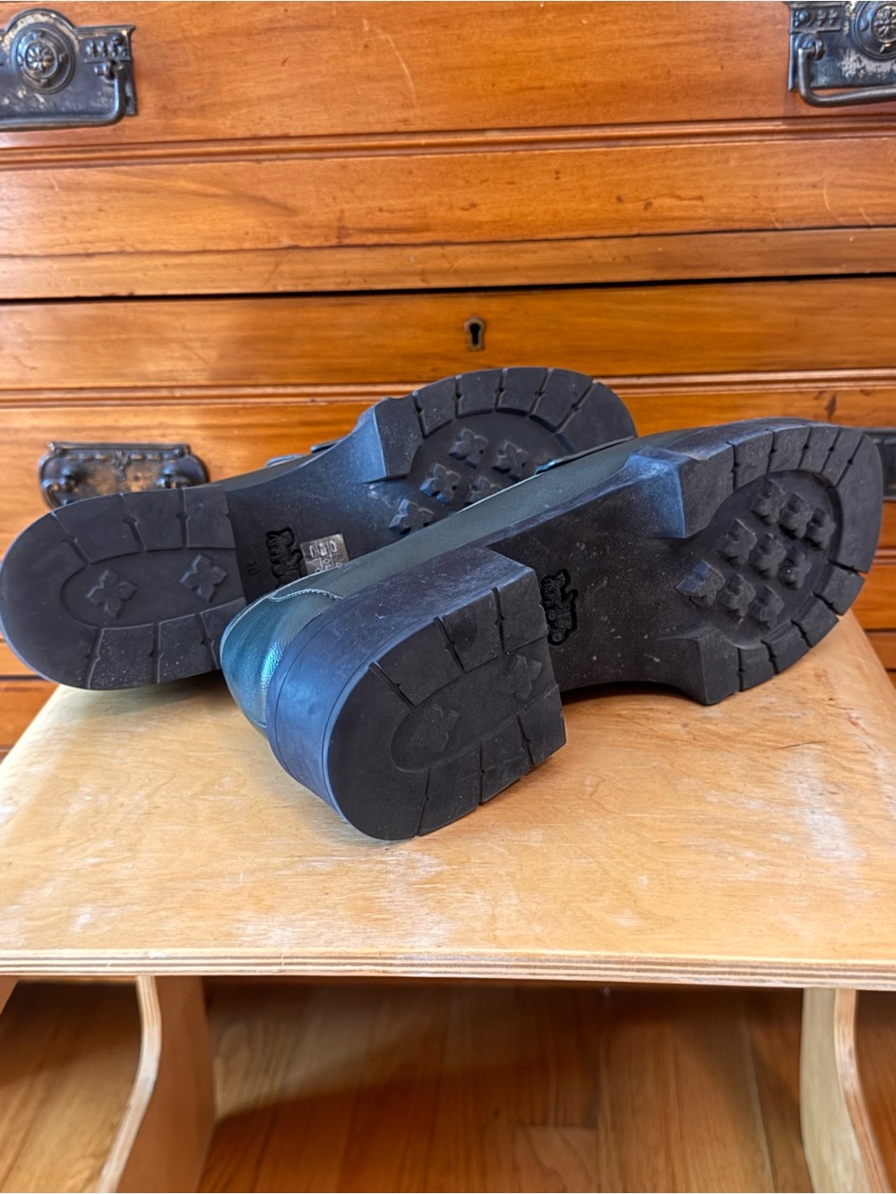 Coach Leather Penny Platform Loafers in Dark Green - - Picture 4 of 5
